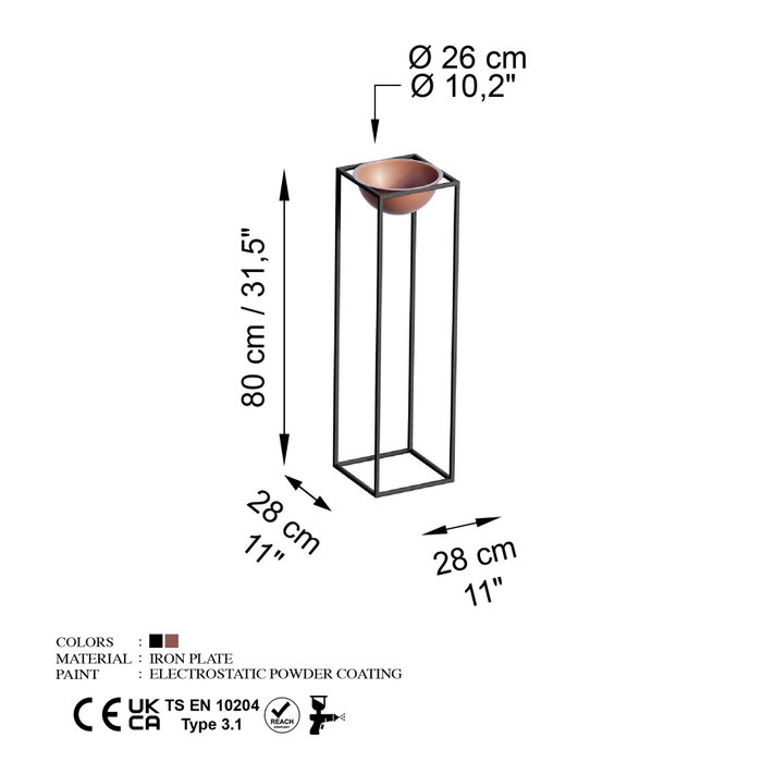 Aberto Design Maceta Decorativa GED-020-B Negro y cobre Aberto Design Maceta Decorativa GED-020-B Negro y cobre